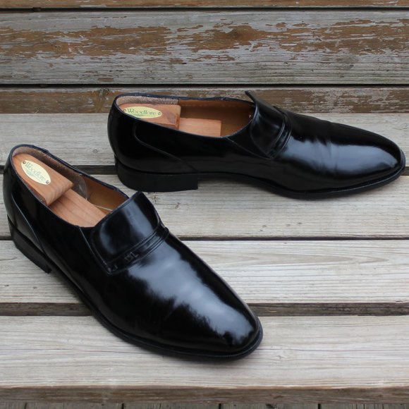 Vtg Dack’s Black Polished Slip-on Loafer, EUC - Picture 1 of 13